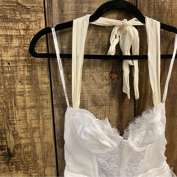 FOR LOVE & LEMONS X REVOLVE Mini Bustier Dress White lace tulle halter S - Picture 9 of 12
